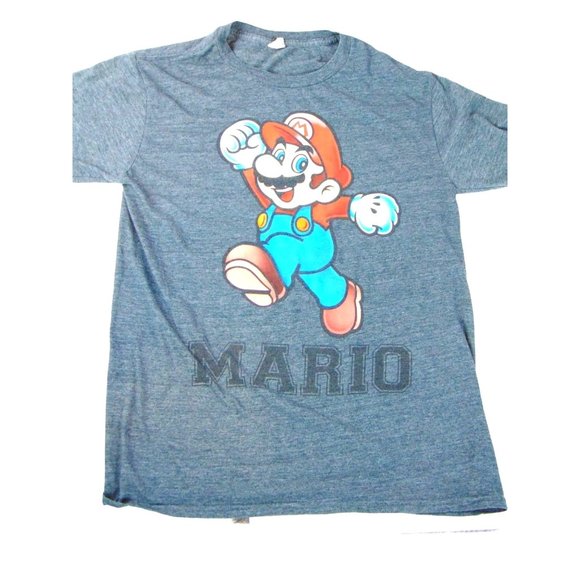 Super Mario Brothers Mario Gray T-Shirt  Small - Picture 1 of 5